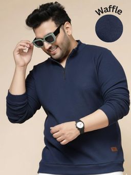 RIGO - Navy Blue Polyester Full Sleeves Polo T-Shirt