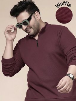 RIGO - Maroon Polyester Full Sleeves T-Shirt