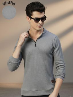 RIGO - Grey Polyester Full Sleeves T-Shirt