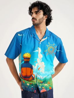 CLAZZEY - Blue Cotton Half Sleeves Shirt