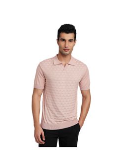 Park Avenue - Pink Pure Cotton Half Sleeves Polo T-Shirt