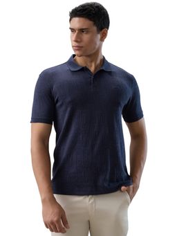 Park Avenue - Blue Pure Cotton Half Sleeves Polo T-Shirt