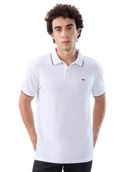 Park Avenue - White Cotton Blend Half Sleeves Polo T-Shirt