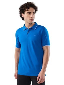 Park Avenue - Blue Cotton Blend Half Sleeves Polo T-Shirt