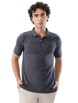 Park Avenue - Grey Cotton Blend Half Sleeves Polo T-Shirt