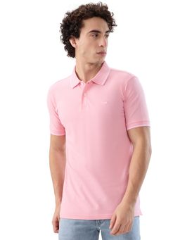 Park Avenue - Pink Cotton Blend Half Sleeves Polo T-Shirt