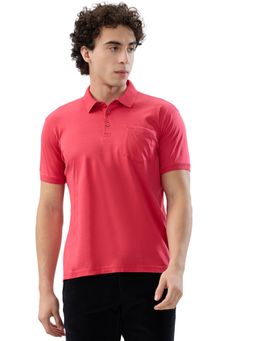 Park Avenue - Red Pure Cotton Half Sleeves Polo T-Shirt