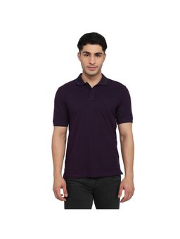 Raymond - Purple Pure Cotton Half Sleeves Polo T-Shirt