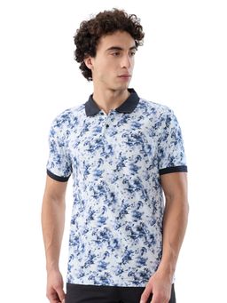 Parx - Blue Pure Cotton Half Sleeves Polo T-Shirt
