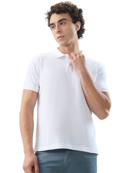Parx - White Cotton Blend Half Sleeves Polo T-Shirt