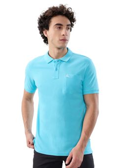Parx - Blue Pure Cotton Half Sleeves Polo T-Shirt