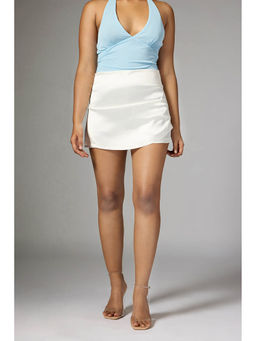 FREAKINS - Snowy Satin Mini Draped Skort
