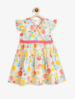 Campana - Girls Ruby Crossover Dress Pastel Fruit Print Multicolour