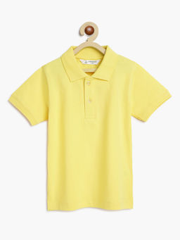 Campana - Boys Niko Jersey Half Sleeves Solid Polo T-Shirt Lemon Yellow
