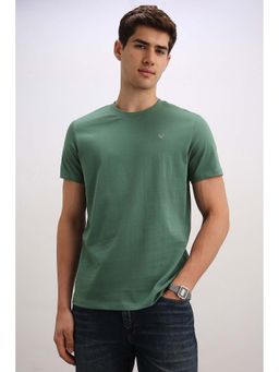 Allen Solly - Men Green Textured Crew Neck T-Shirt