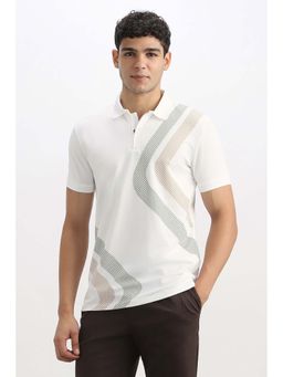 Allen Solly - Men White Printed Polo T-Shirt