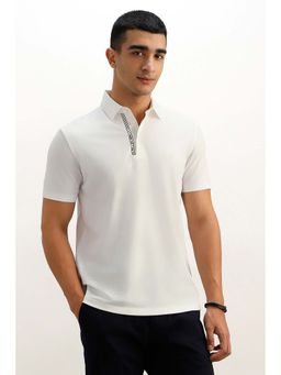 Allen Solly - Men White Solid Polo T-Shirt