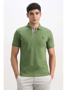 Allen Solly - Men Green Solid Polo T-Shirt