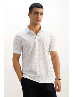 Allen Solly - Men White Printed Polo T-Shirt