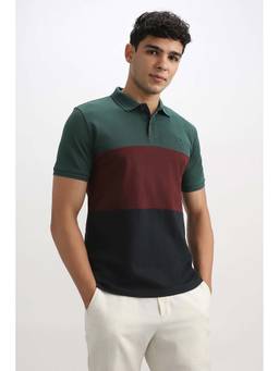 Allen Solly - Men Multi-Color Colorblock Polo T-Shirt