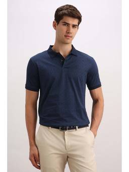Allen Solly - Men Navy Blue Floral Printed Polo T-Shirt
