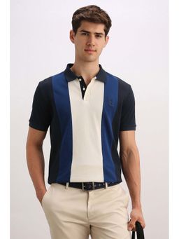 Allen Solly - Men Navy Blue Colorblock Polo T-Shirt