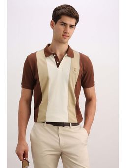 Allen Solly - Men Brown Colorblock Polo T-Shirt