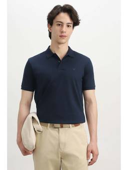 Allen Solly - Men Navy Blue Solid Polo T-Shirt