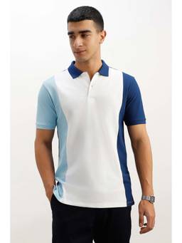 Allen Solly - Men White Colorblock Polo T-Shirt