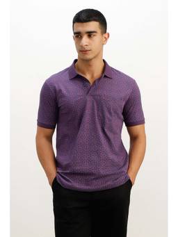 Allen Solly - Men Purple Floral Printed Polo T-Shirt