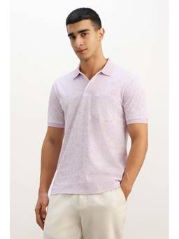 Allen Solly - Men Lilac Floral Printed Polo T-Shirt