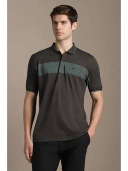 Louis Philippe - Men Grey Printed Polo T-Shirt