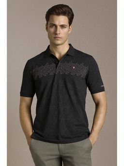 Louis Philippe - Men Black Printed Polo T-Shirt