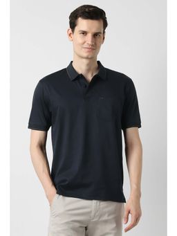 Peter England - Men Navy Blue Solid Polo T-Shirt