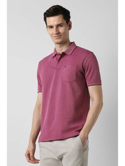 Peter England - Men Pink Solid Polo T-Shirt