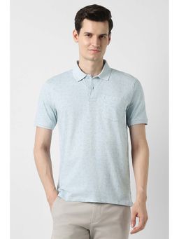 Peter England - Men Light Blue Floral Printed Polo T-Shirt