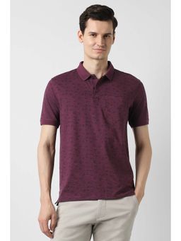 Peter England - Men Purple Floral Printed Polo T-Shirt