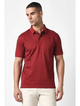 Van Heusen - Men Red Floral Printed Polo T-Shirt