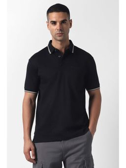Van Heusen - Men Black Solid Polo T-Shirt