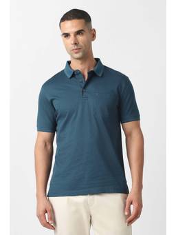 Van Heusen - Men Teal Printed Polo T-Shirt