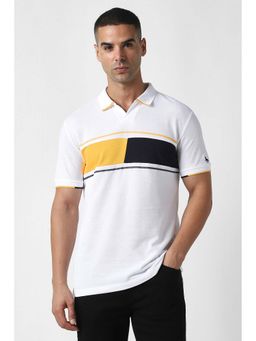 Van Heusen - Men White Colorblock Polo T-Shirt