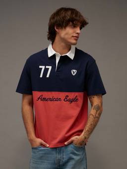 American Eagle - Ae Standard Fit Graphic Polo T-Shirt