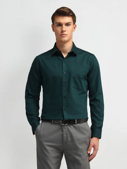 Arrow - Green Self Design Shirt