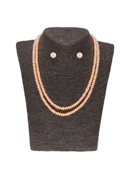 Sri Jagdamba Pearls - 2 String Peach Pearl Necklace Set