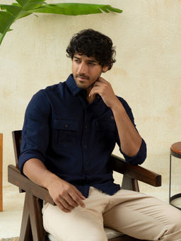 Andamen - Slim Fit Vulcan Indigo Casual Reg Shirt