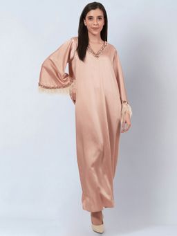 First Resort by Ramola Bachchan - Peach Crystal Embroidered Maxi Dress