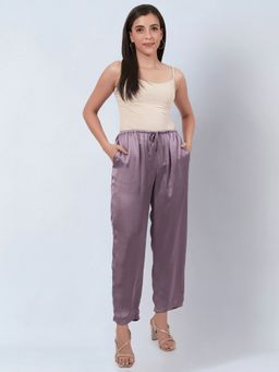 First Resort by Ramola Bachchan - Purple Satin Pants