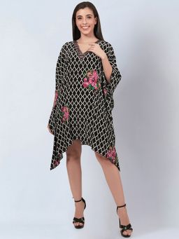 First Resort by Ramola Bachchan - Black And White Kaftan Top