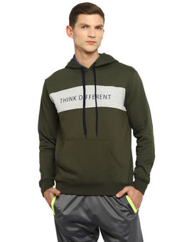 Off Limits - Think Different Hooded Regular Fit Olive Sweatshirt