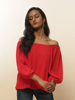 Label Ritu Kumar - Red Solid Top